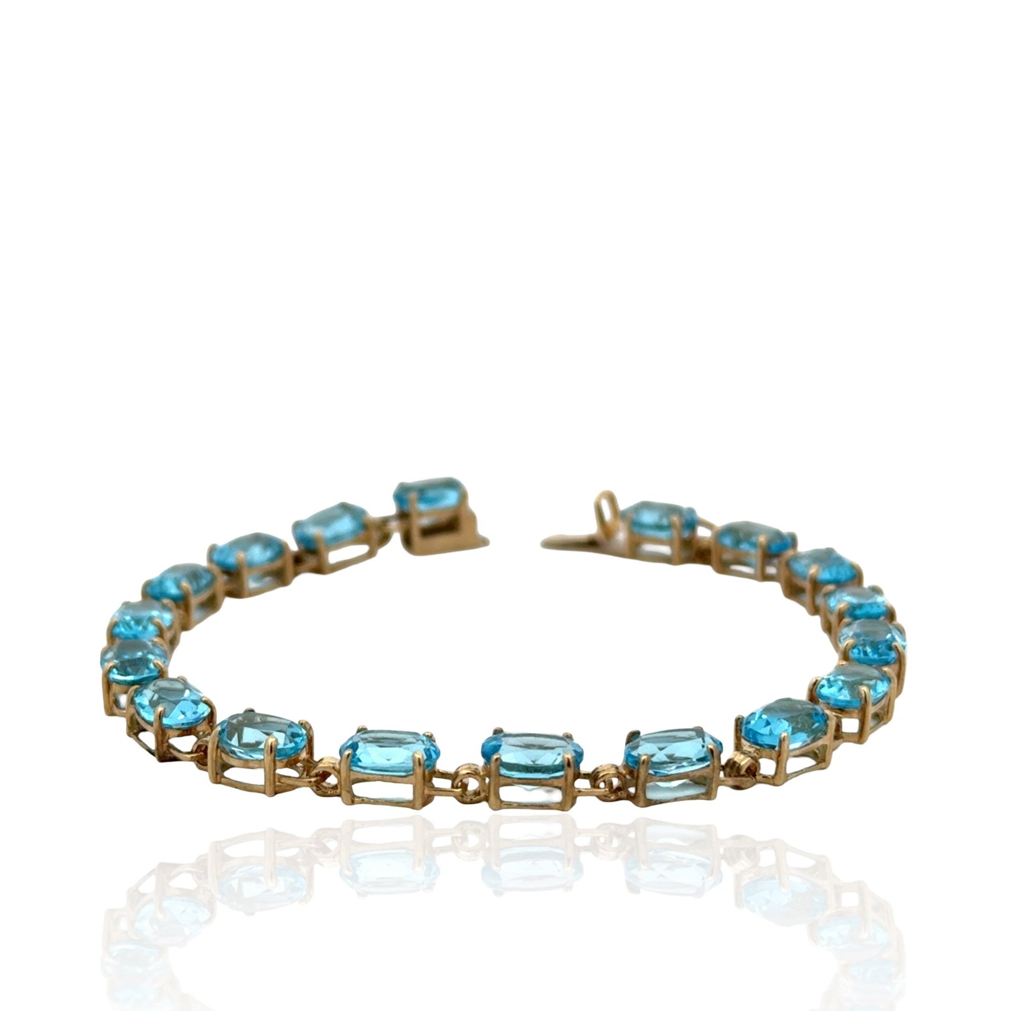 10 Karat Yellow Gold Swiss Blue Topaz Bracelet