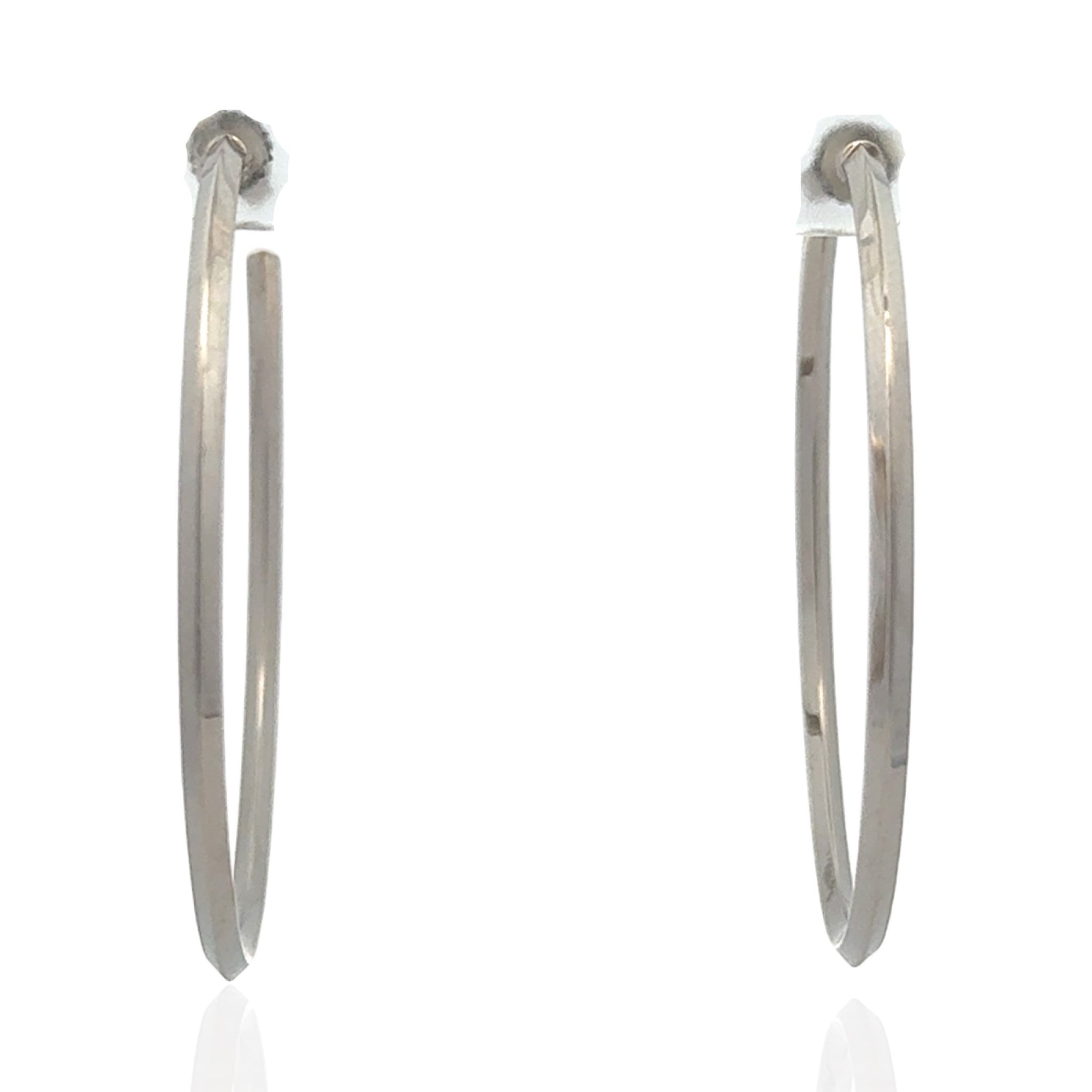 14 Karat White Gold 50mm Knife Edge Hoop Earrings