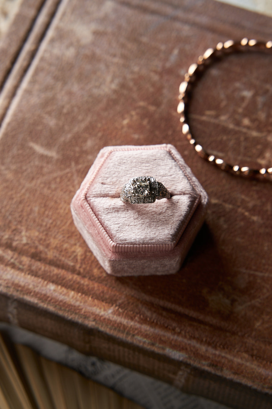 Art Nouveau Style Platinum Diamond Ring