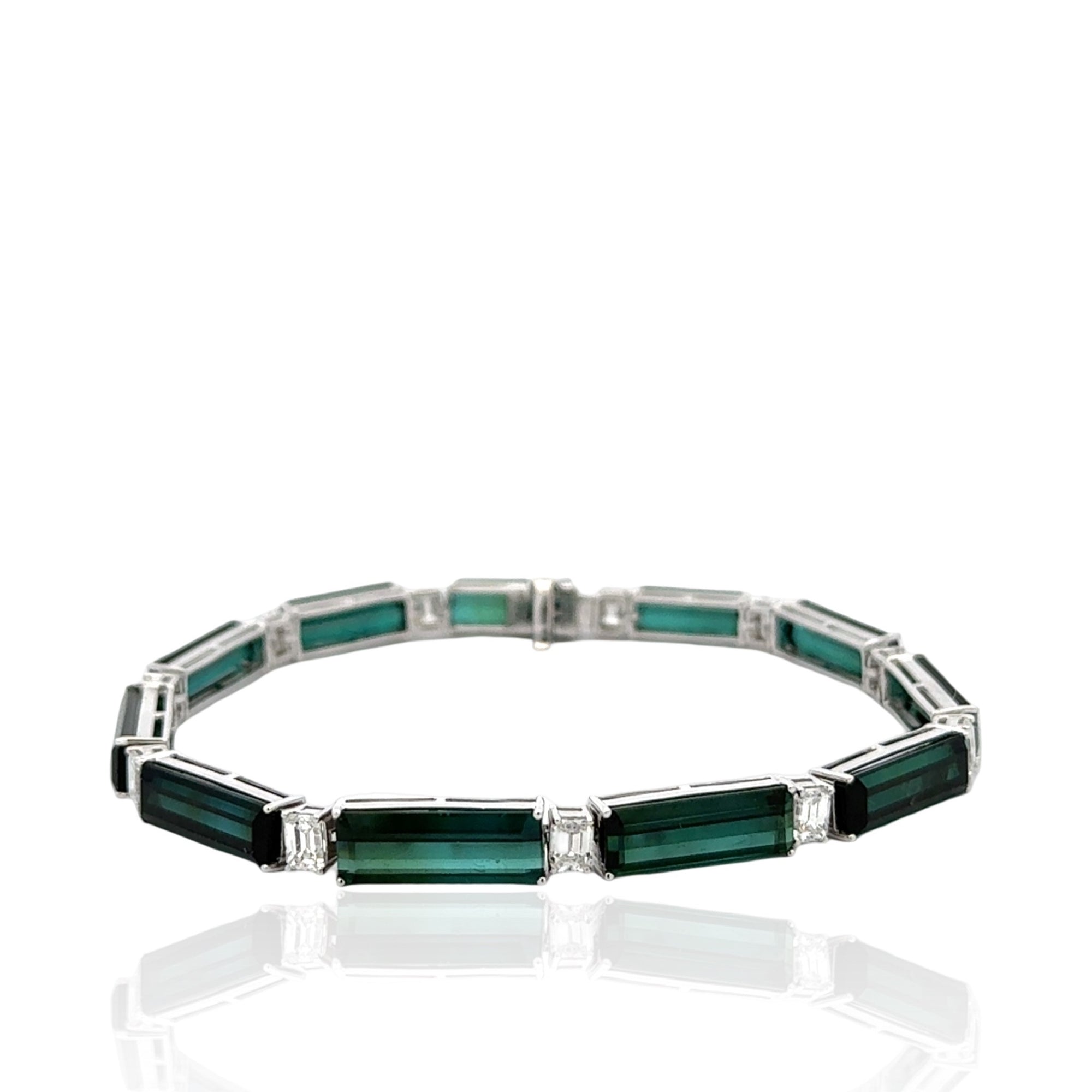 18 Karat White Gold Tourmaline and Diamond Bracelet