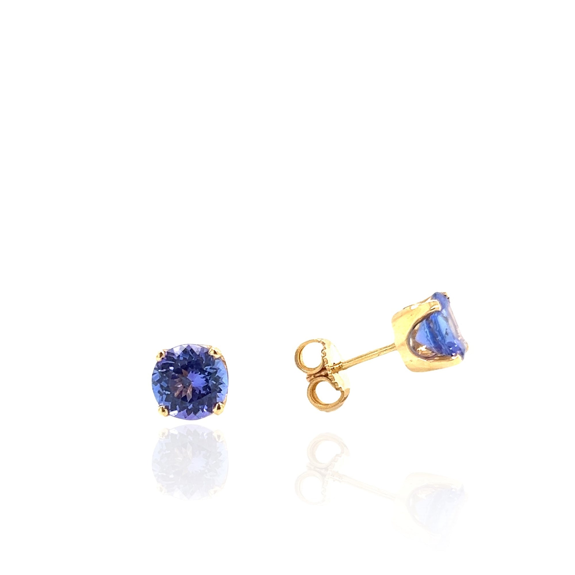 14 Karat Yellow Gold Tanzanite Earrings