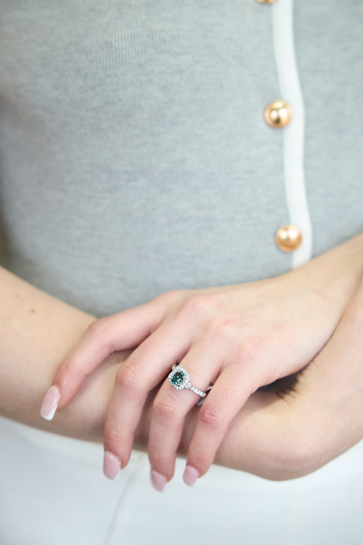 18 Karat White Gold Alexandrite and Diamond Ring