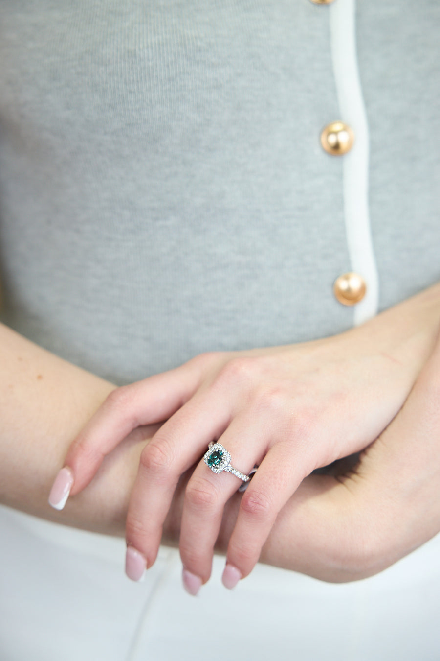 18 Karat White Gold Alexandrite and Diamond Ring