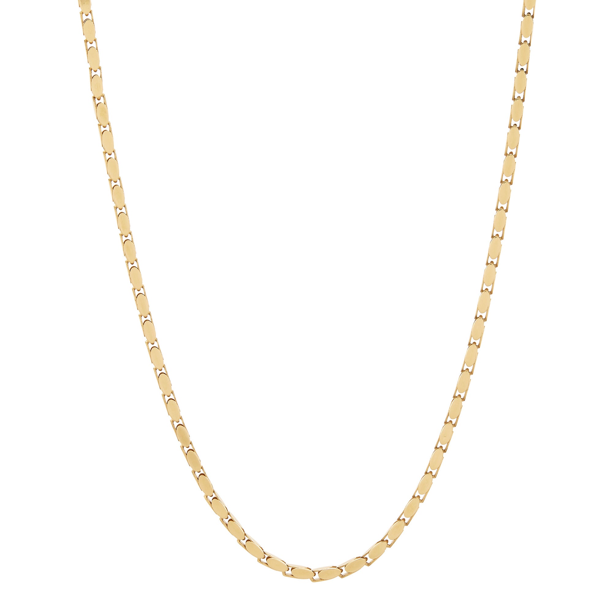 Solid Oval Squared Link Necklace in 14K Yellow Gold, 18"