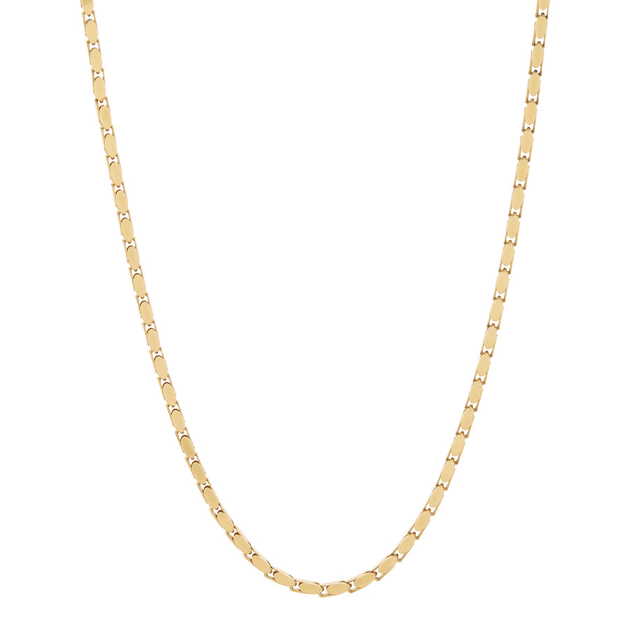 Solid Oval Squared Link Necklace in 14K Yellow Gold, 18"