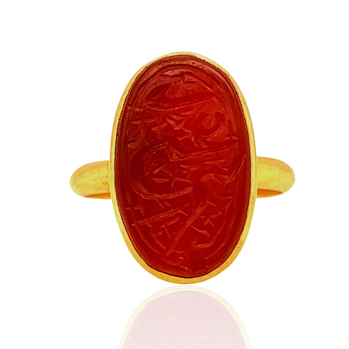 18 Karat Yellow Gold Red Onyx Ring