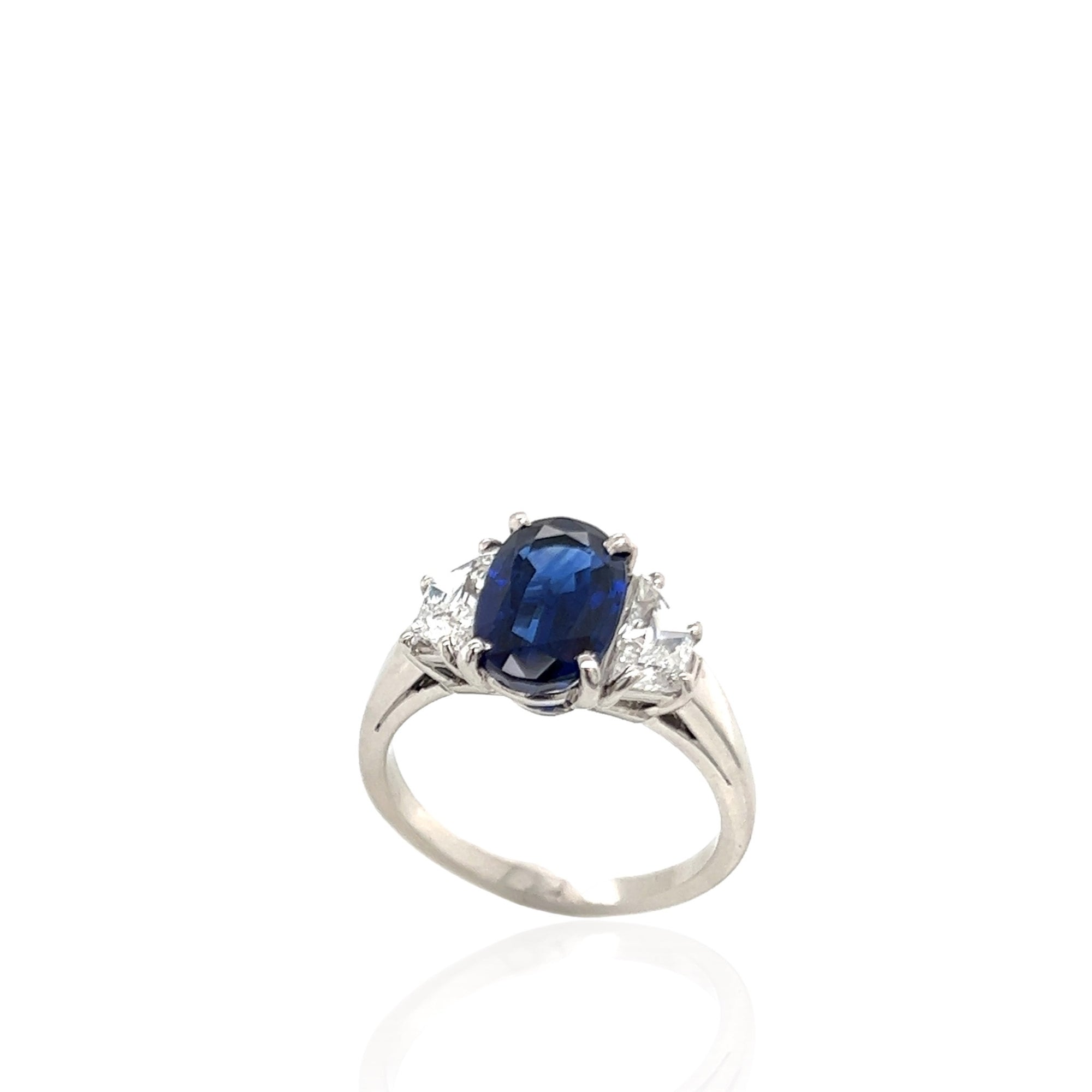 Platinum Blue Sapphire Diamond Ring