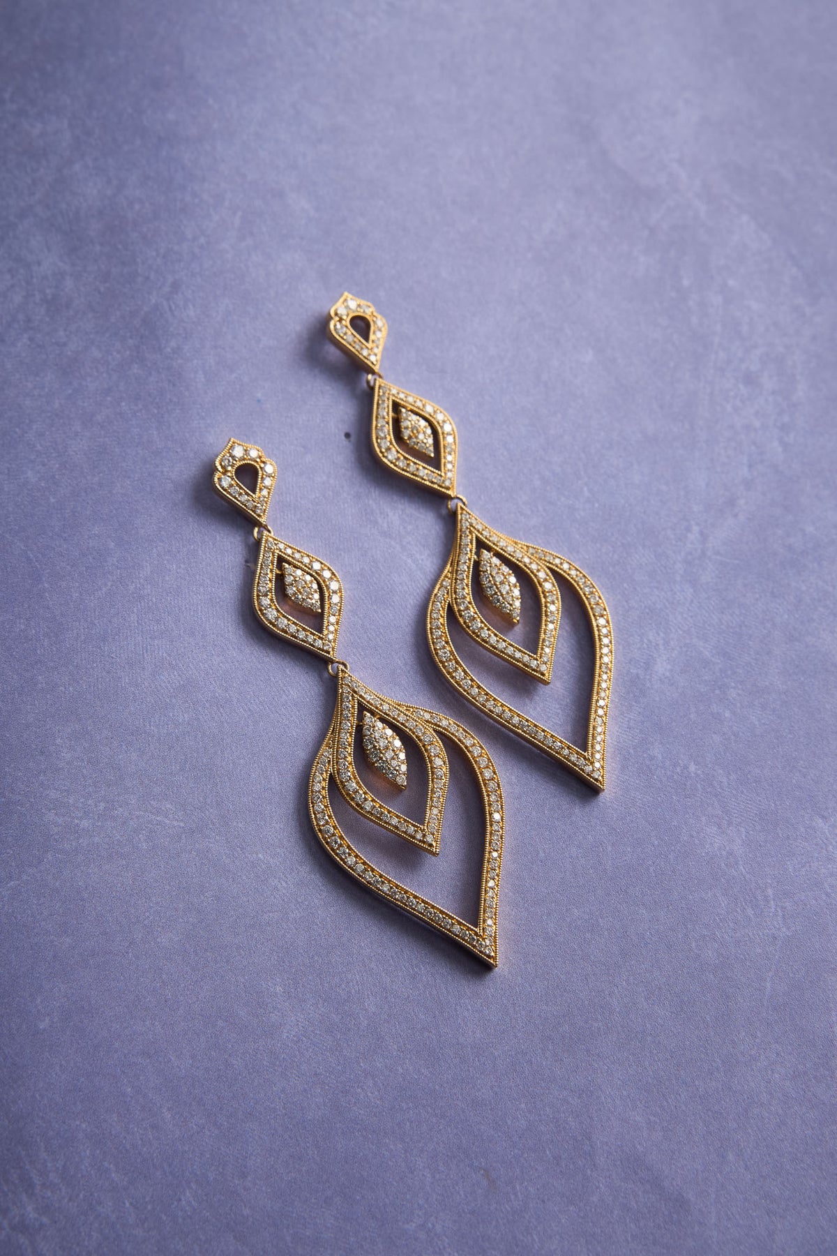 18 Karat Yellow Gold and Diamond Chandelier Earrings