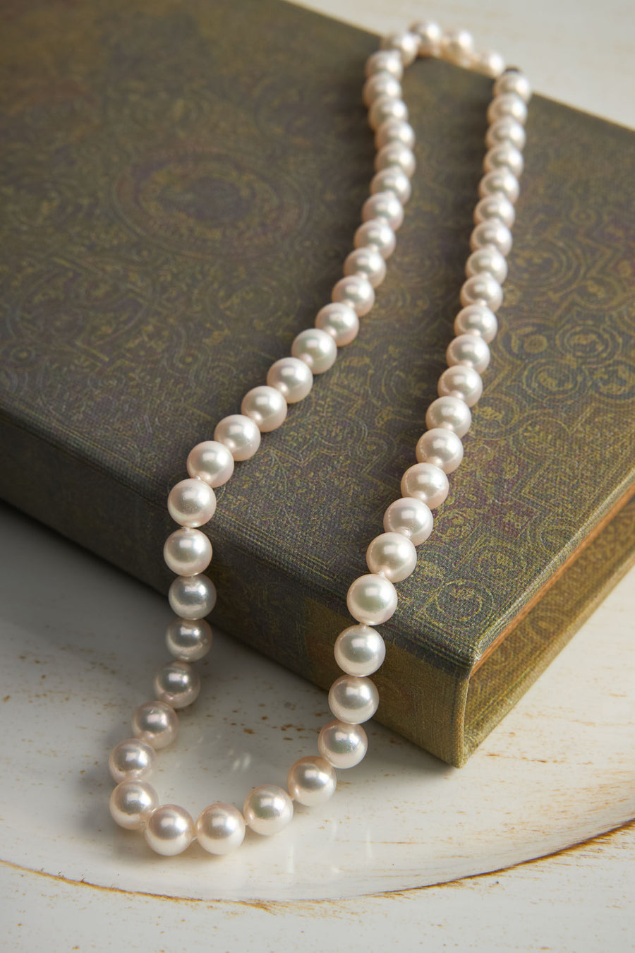 14K White Gold 7.5–8mm A+ Cultured Pearl Necklace – 18"