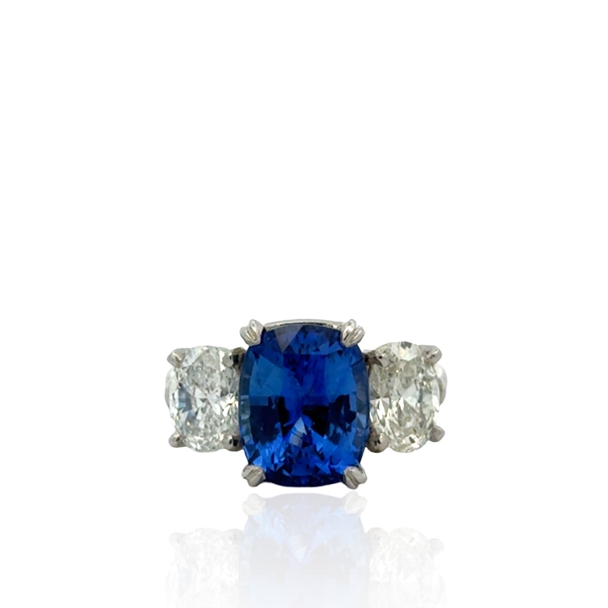 Platinum Handmade Sapphire and Diamond Ring