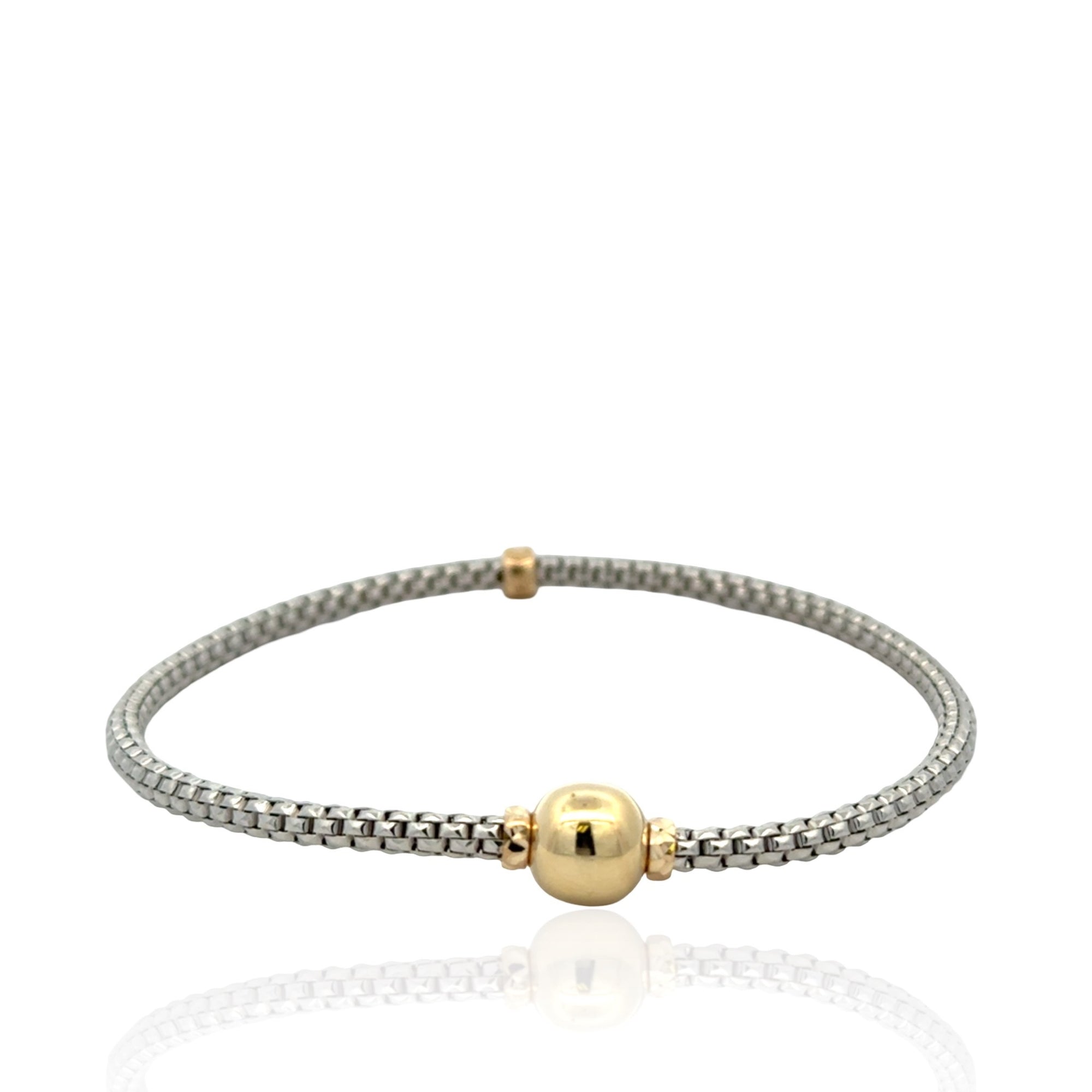 14 Karat White and Yellow Gold Italian Stretch Bracelet