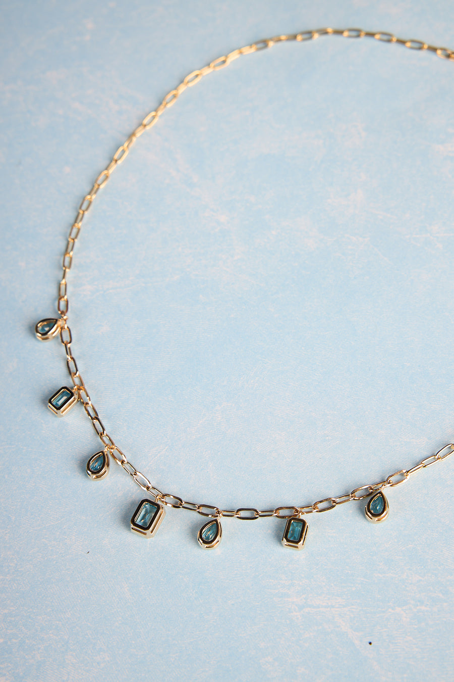 14 Karat Yellow Gold London Blue Topaz Paperclip Necklace