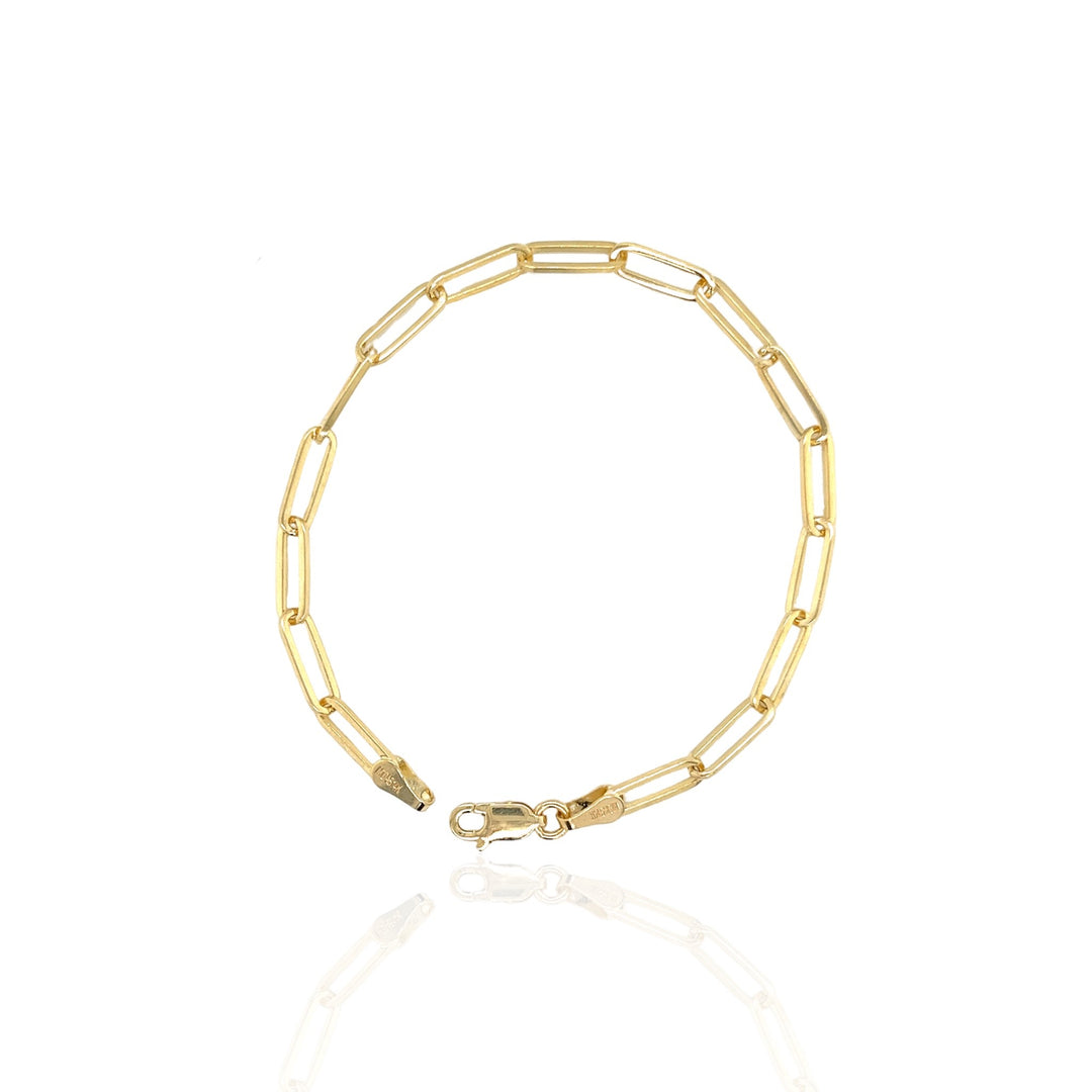 14 Karat Yellow Gold Paperclip Chain Bracelet