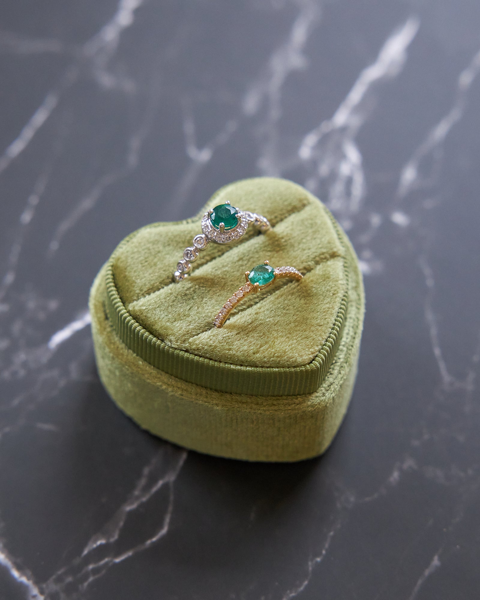 14 Karat White Gold Emerald and Diamond Ring