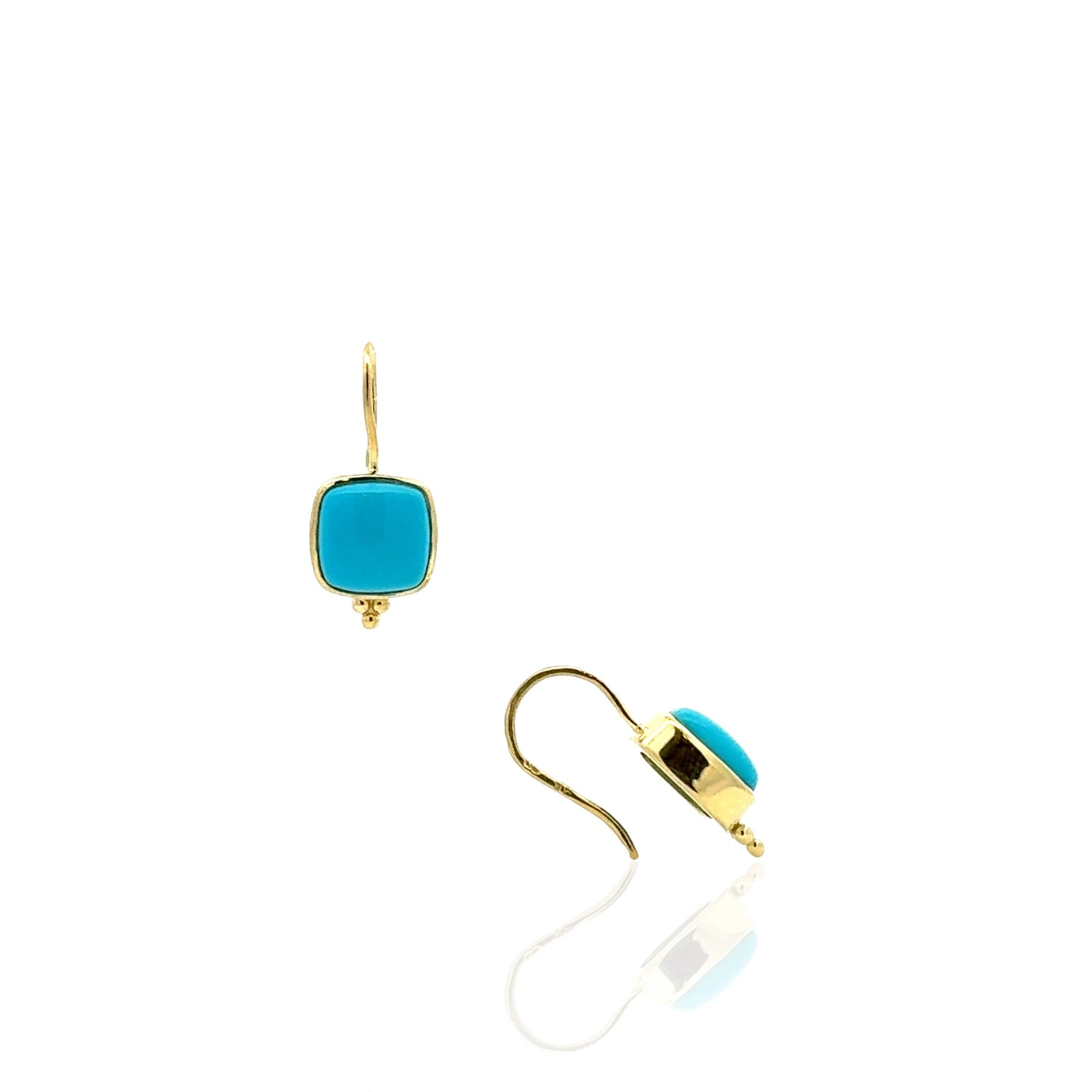18 Karat Green Gold Sleeping Beauty Turquoise Earrings