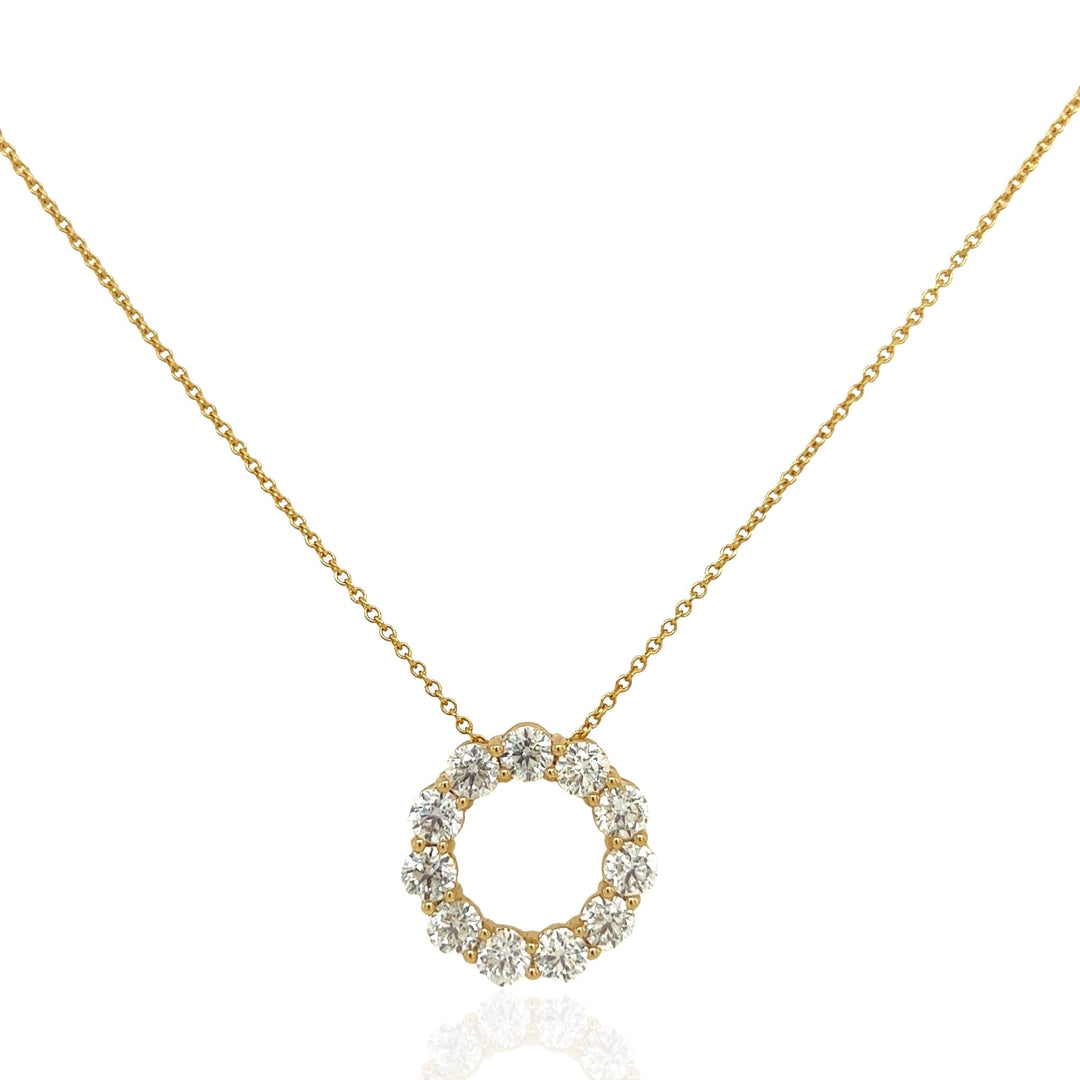14 Karat Yellow Gold Circle of Diamonds Necklace