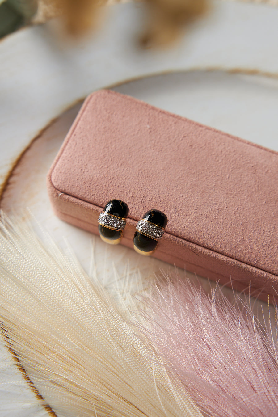 18 Karat Enamel and Diamond Earrings