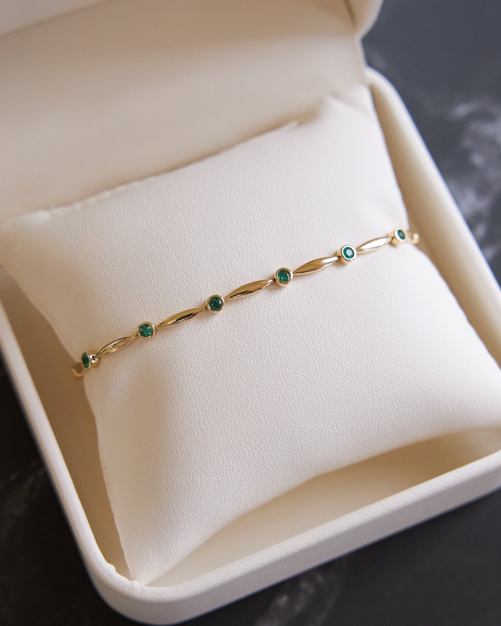 Emerald Bracelet in 14K Yellow Gold