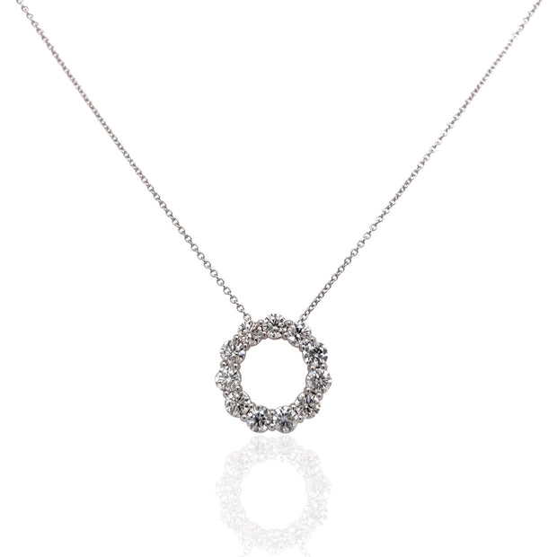 14 Karat White Gold Circle of Diamonds Necklace