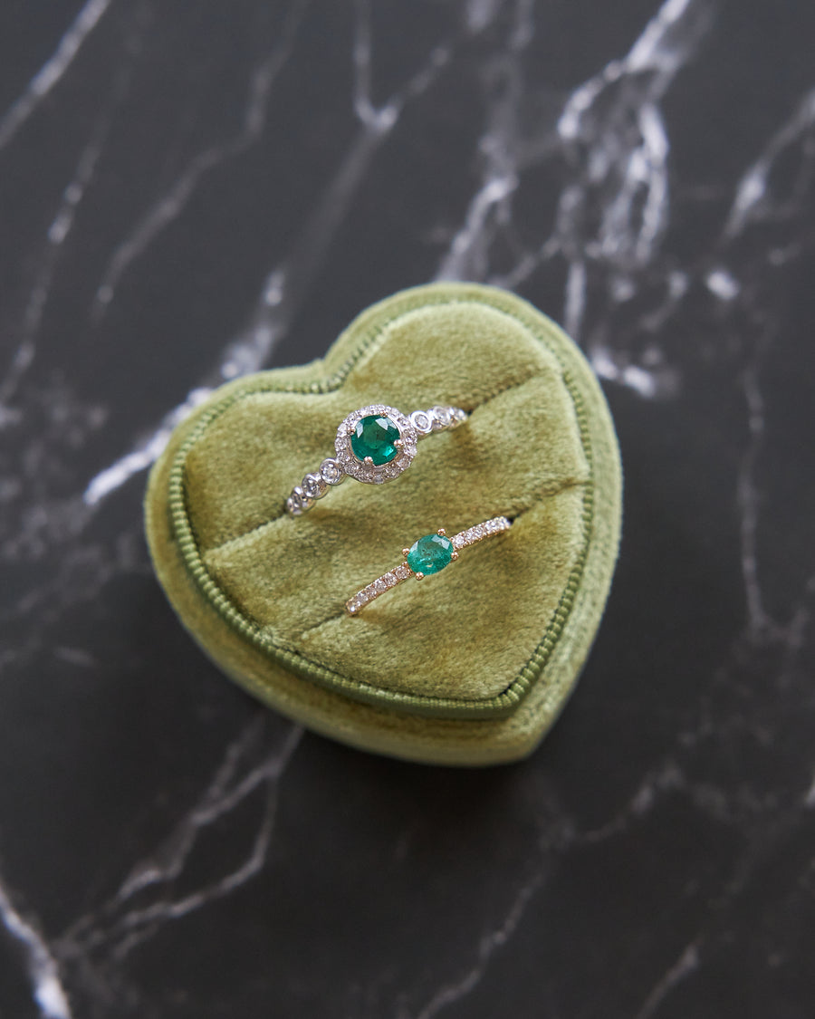 14 Karat White Gold Emerald and Diamond Ring