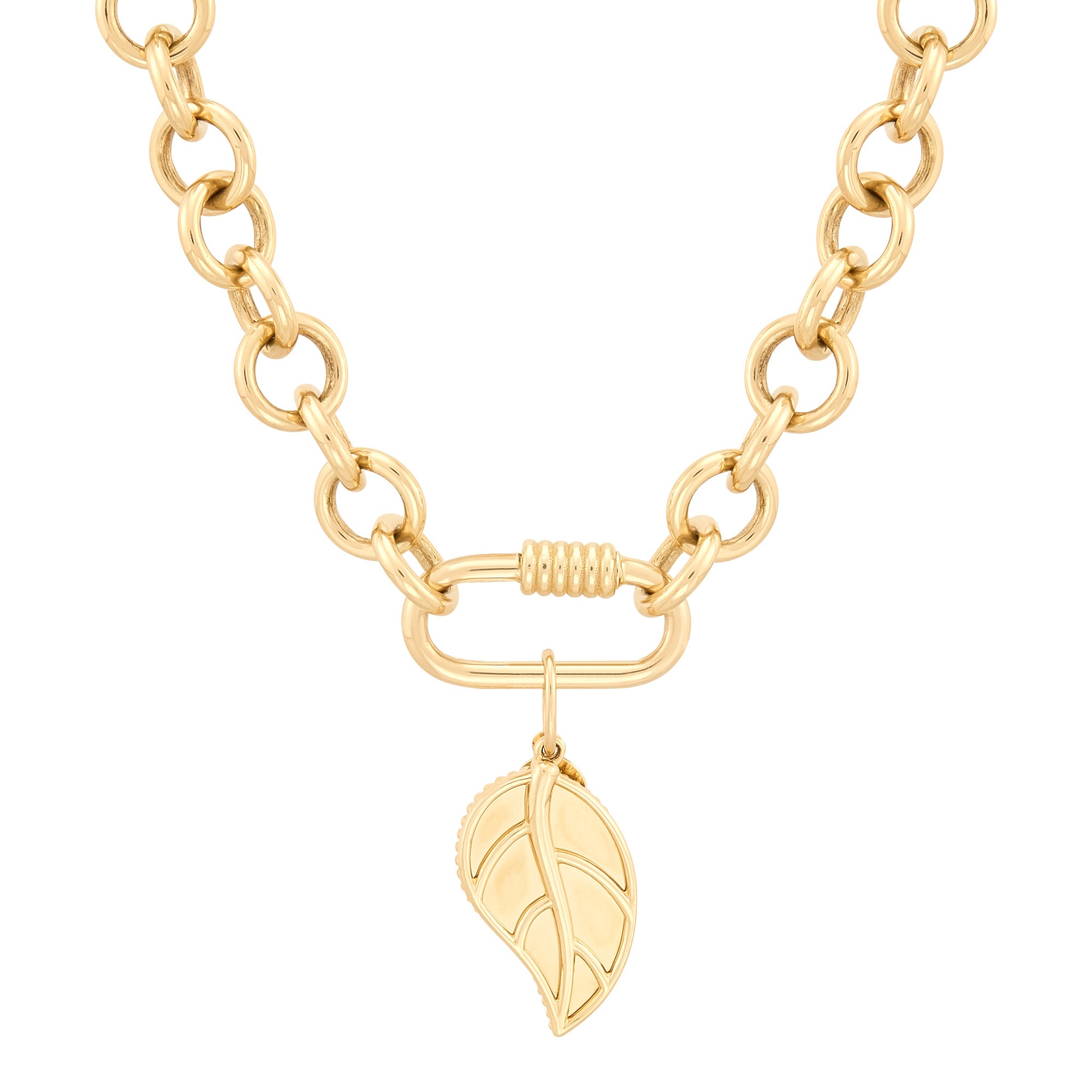 Polished Leaf Charm in 14K Yellow Gold