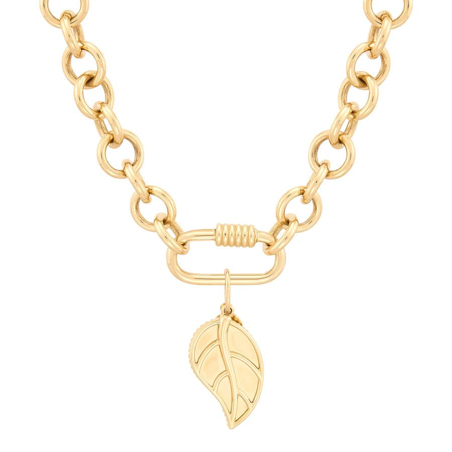 Polished Leaf Charm in 14K Yellow Gold