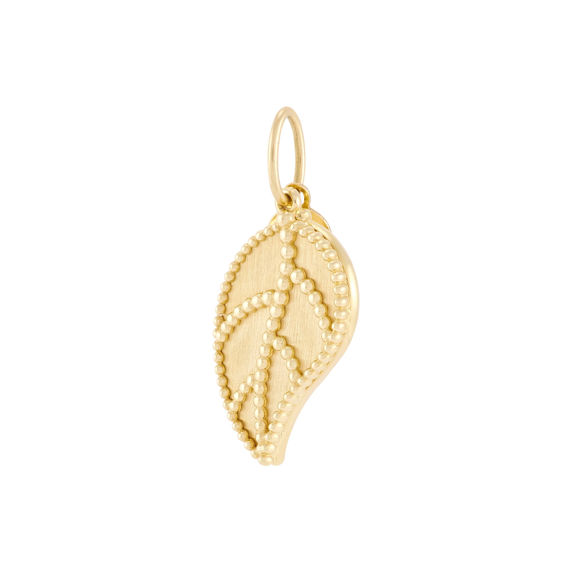 Polished Leaf Charm in 14K Yellow Gold