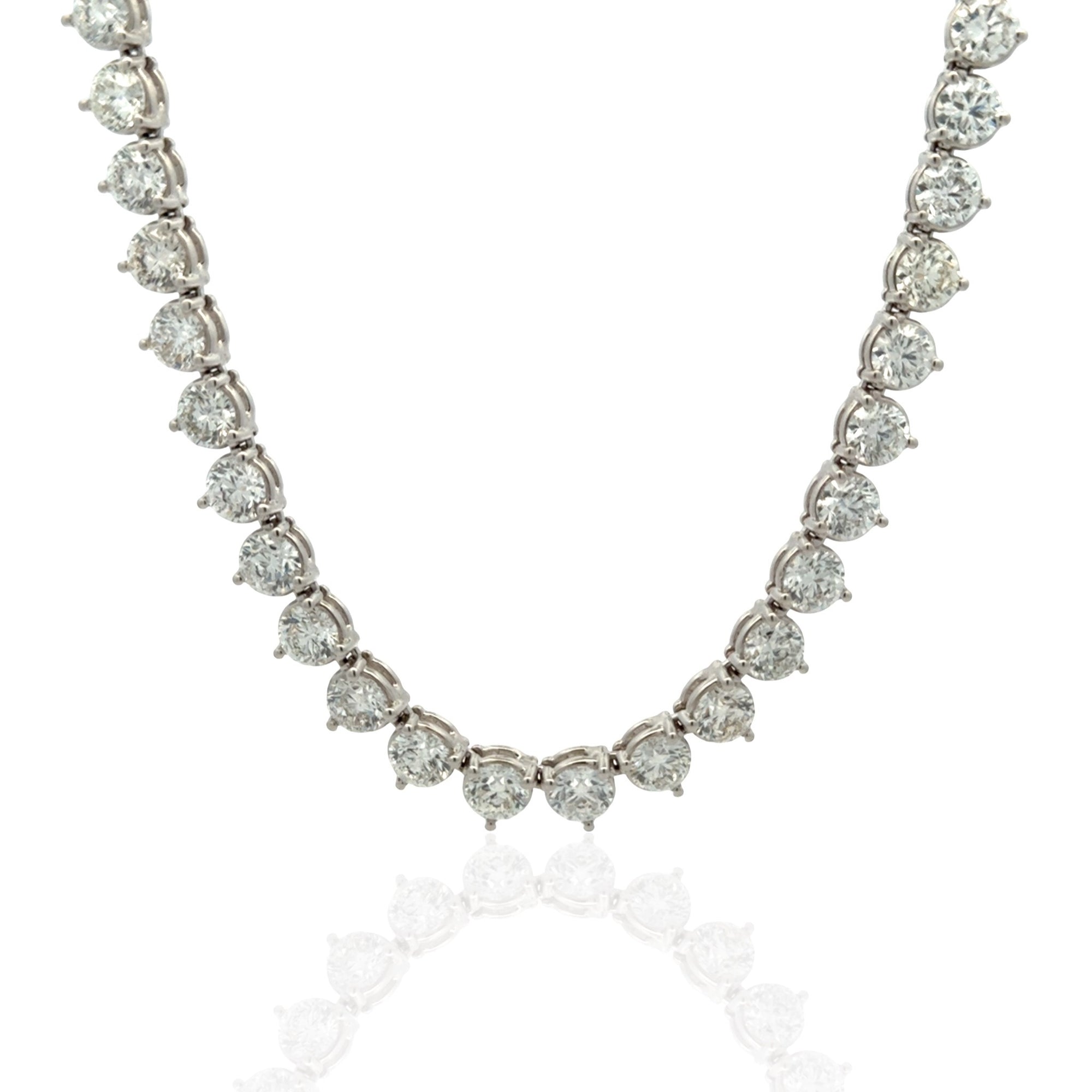 Diamond Riviera Necklace in 18K White Gold, 35.04ctw