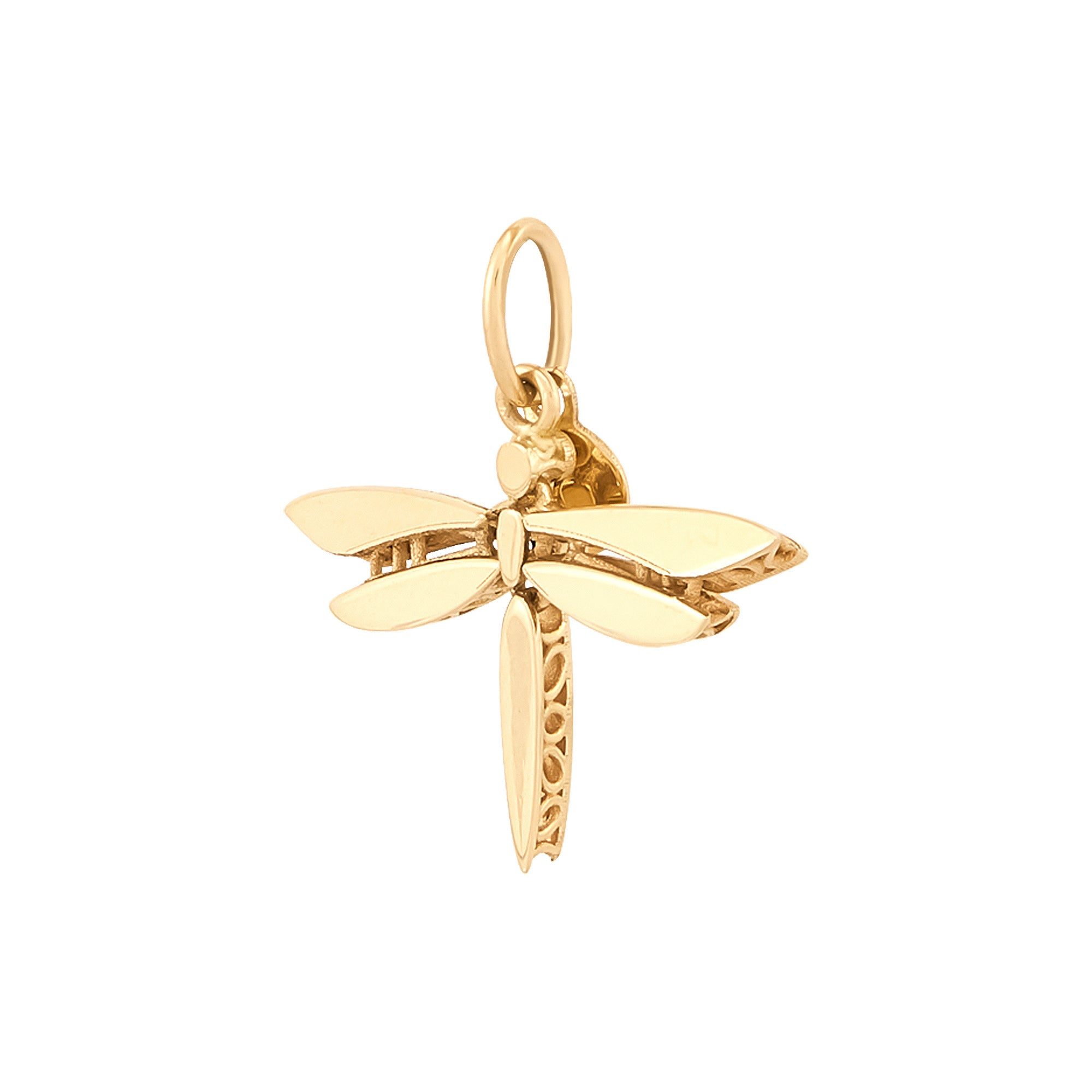 14 Karat Yellow Gold Dragonfly Pendant