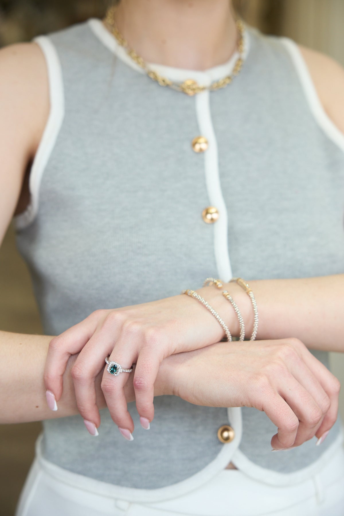 18 Karat White Gold Alexandrite and Diamond Ring