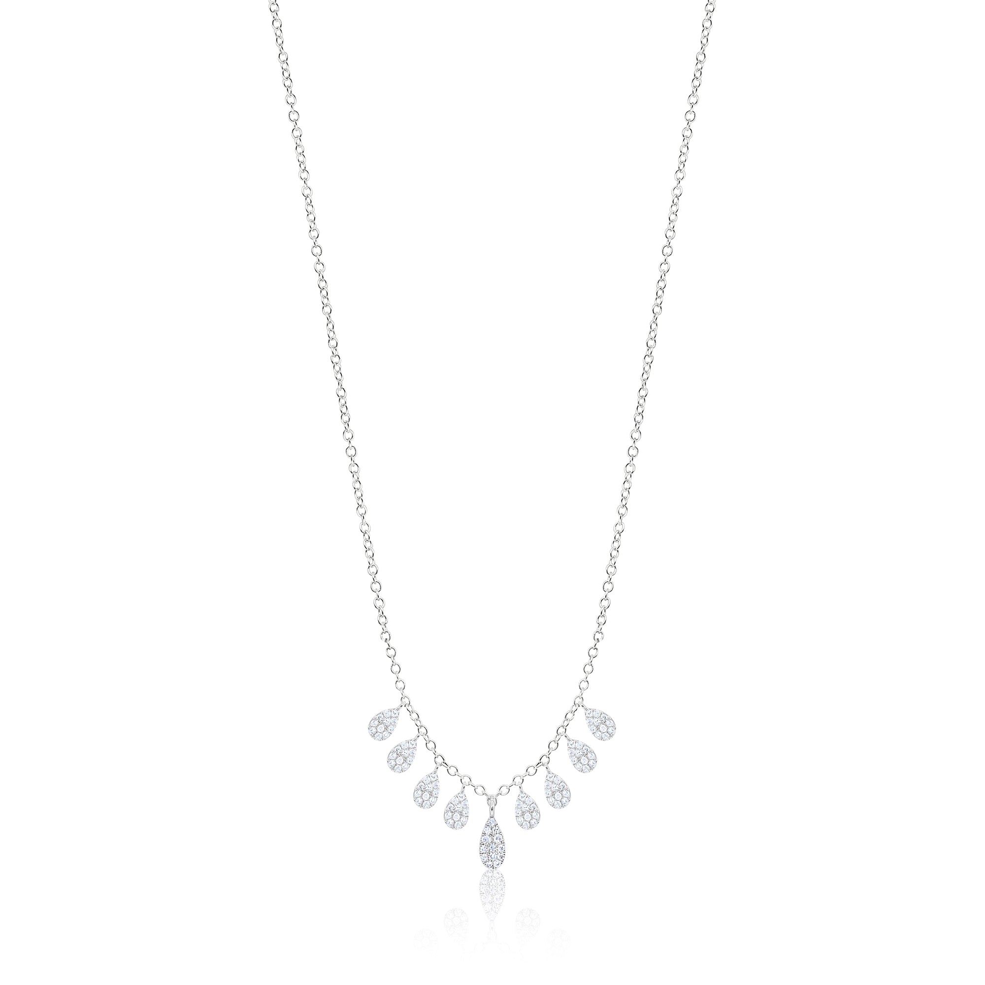 14 Karat White Gold Diamond Station Necklace