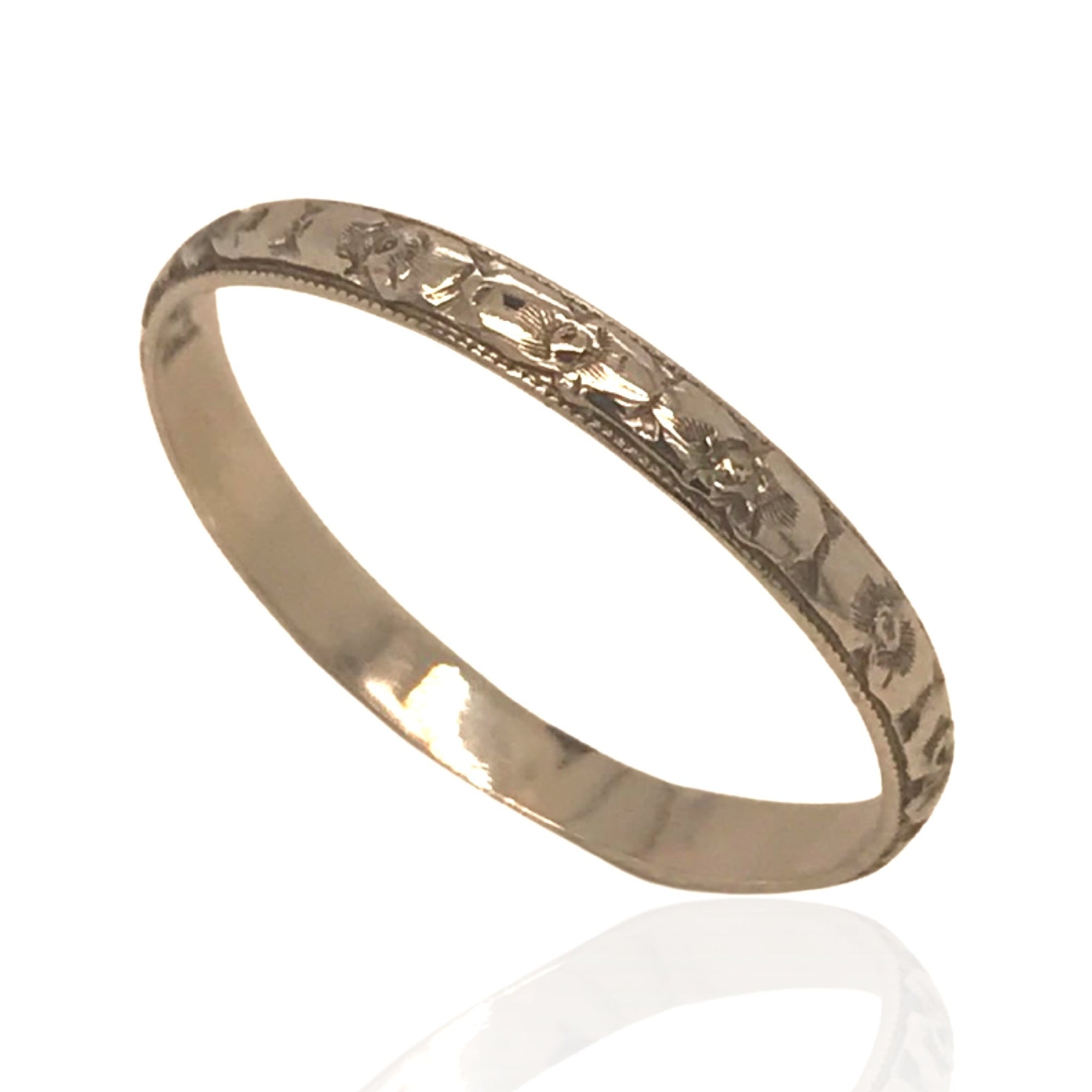 Platinum Hand Engraved Wedding Band