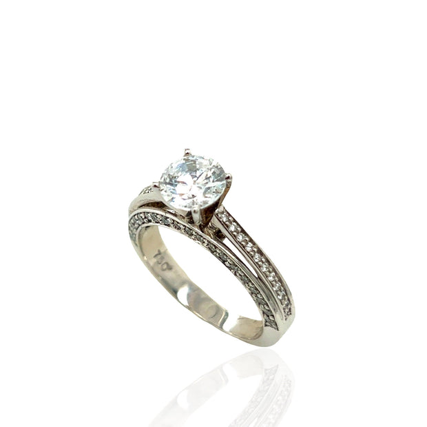 18 Karat White Gold Diamond Semi-mount Ring