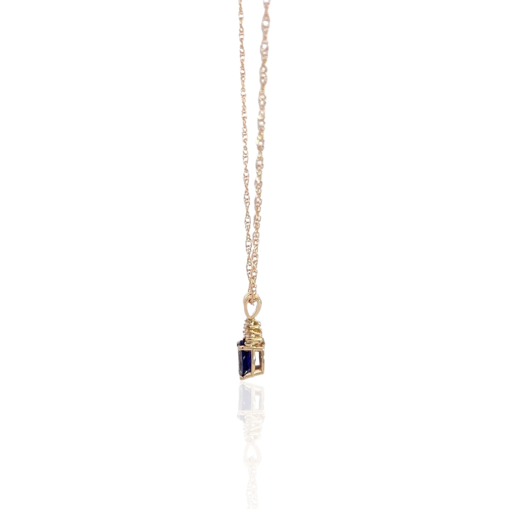 14 Karat Yellow Gold Iolite and Diamond Necklace