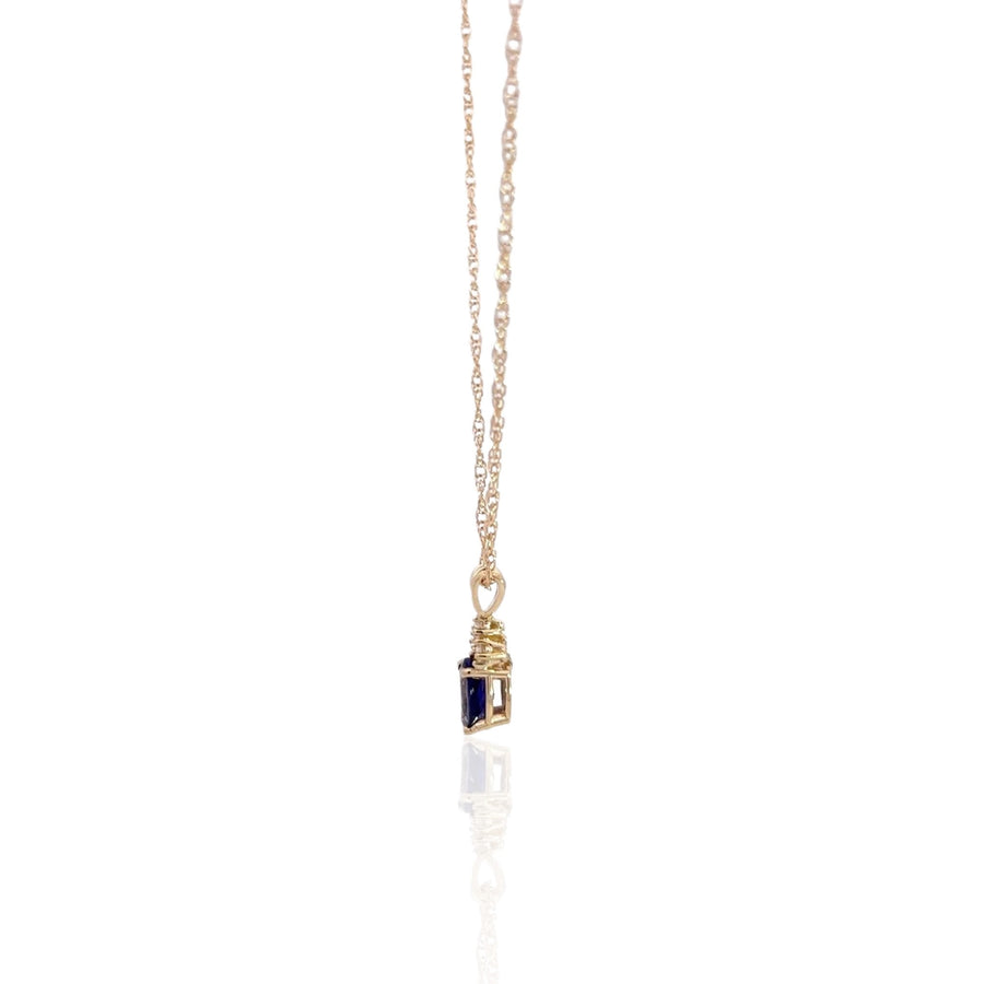 14 Karat Yellow Gold Iolite and Diamond Necklace