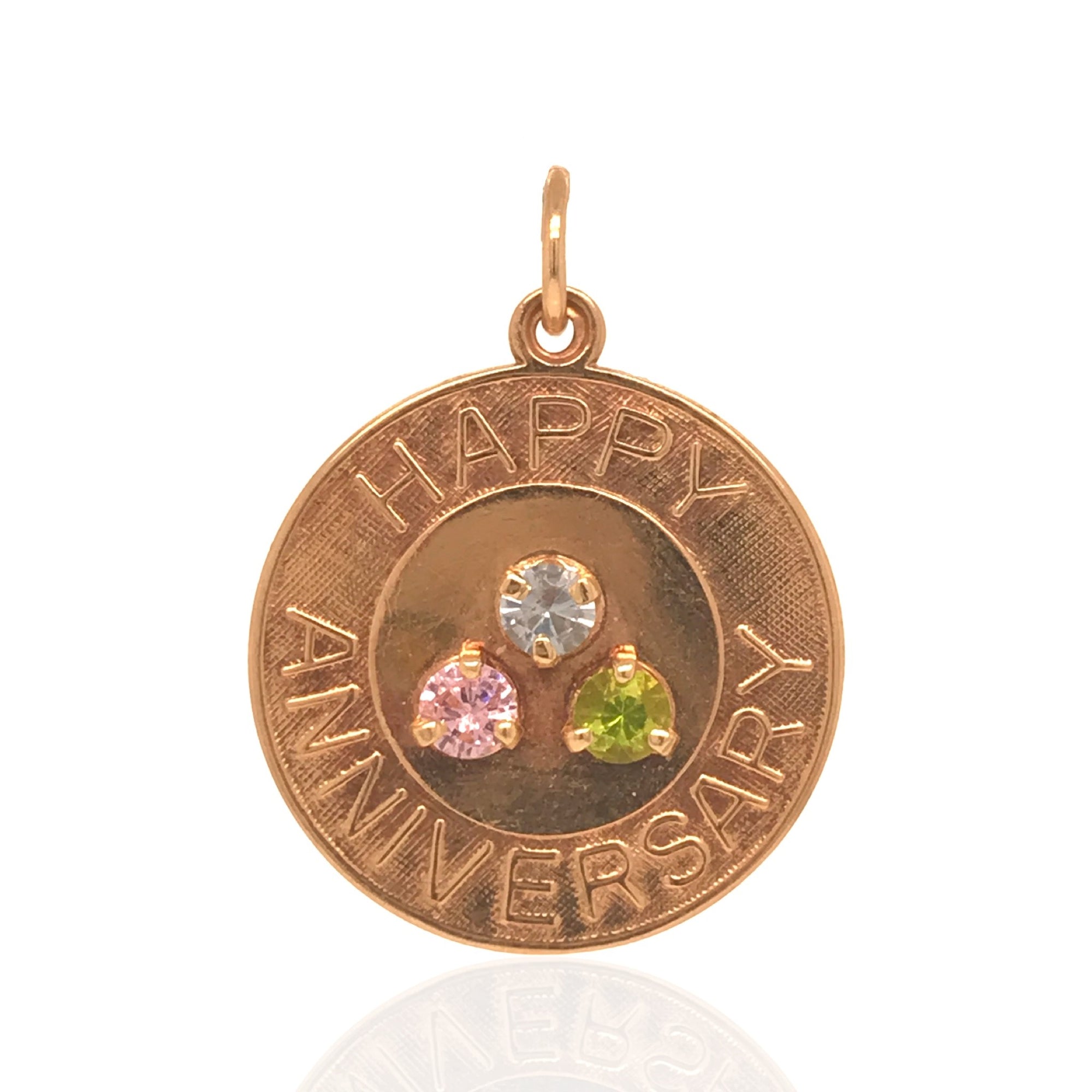 10 Karat Yellow Gold and Imitation Gemstone Anniversary Charm