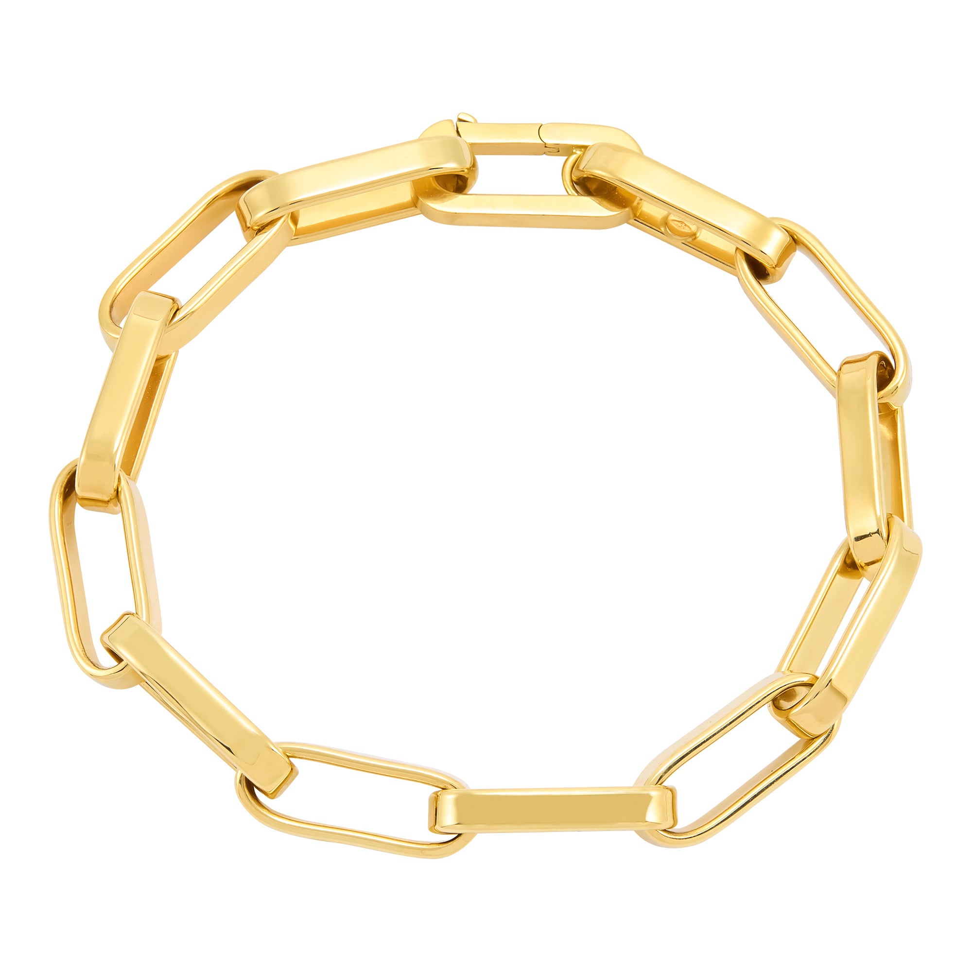 Polished Rectangular Link Bracelet in 14K Yellow Gold, 8"
