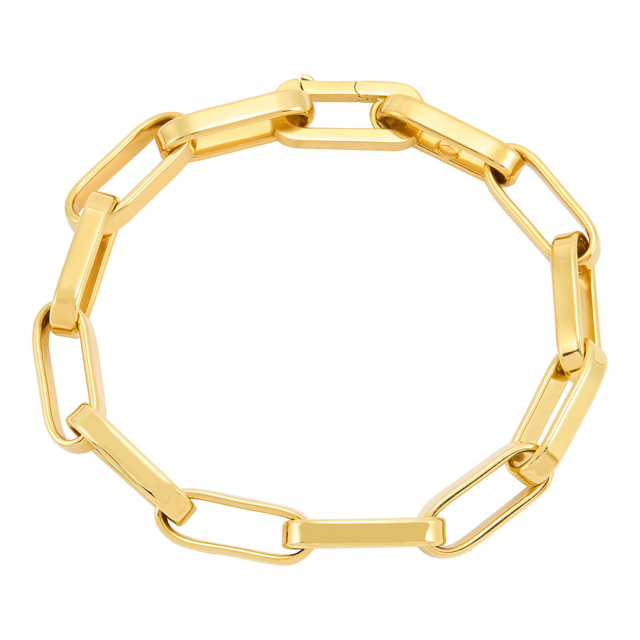 Polished Rectangular Link Bracelet in 14K Yellow Gold, 8"