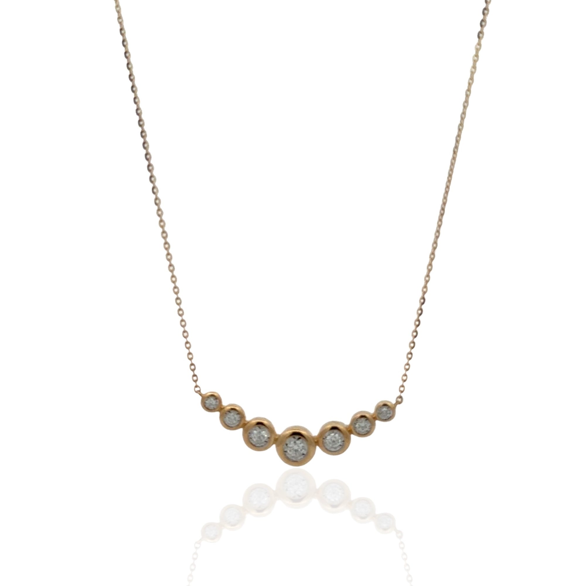 14 Karat Yellow Gold Illusion Bezel Set Diamond Necklace