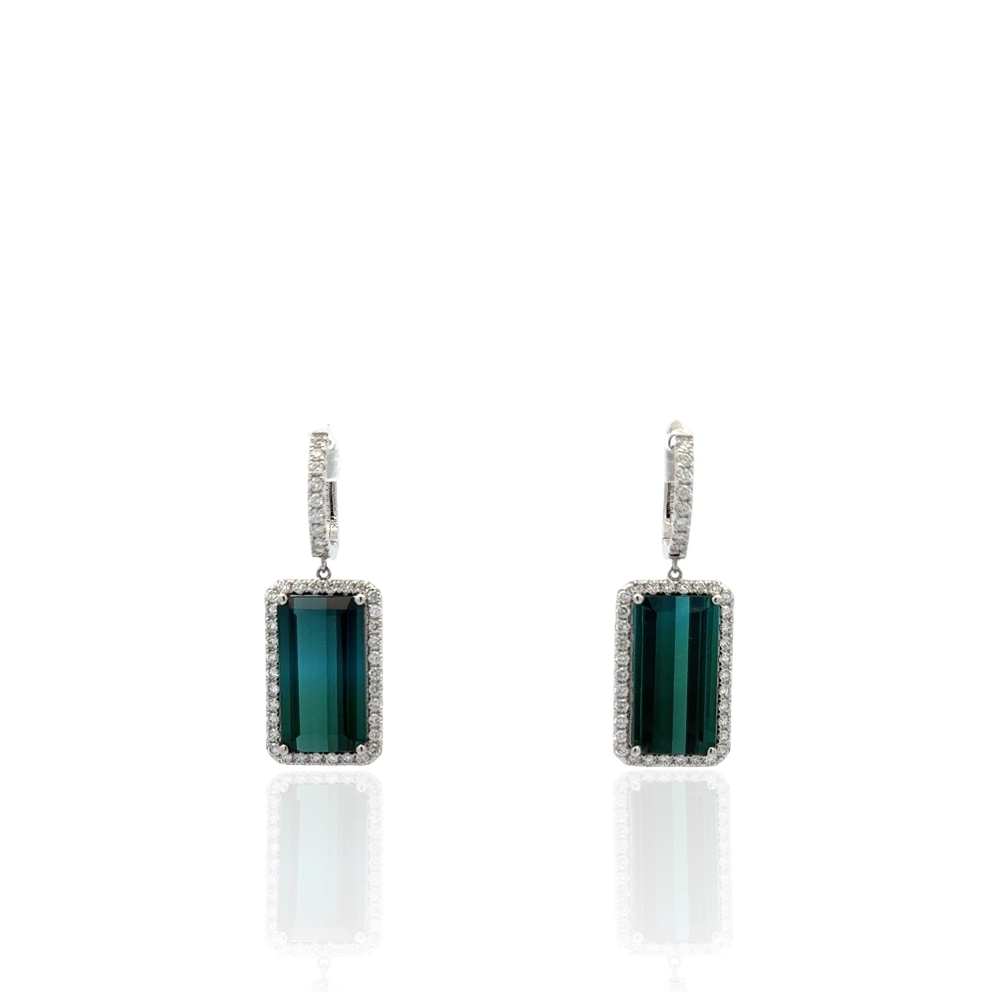18 Karat White Gold Tourmaline and Diamond Earrings