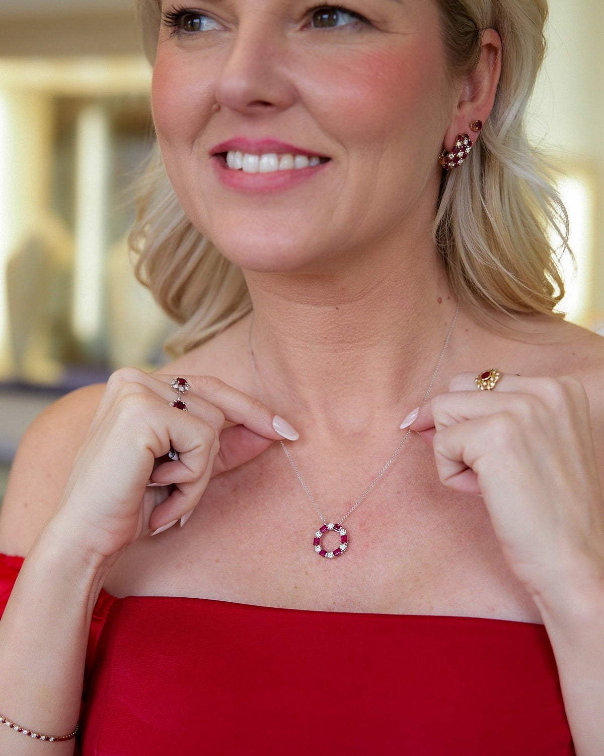 18 Karat Yellow Gold Burmese Ruby and Diamond Earrings