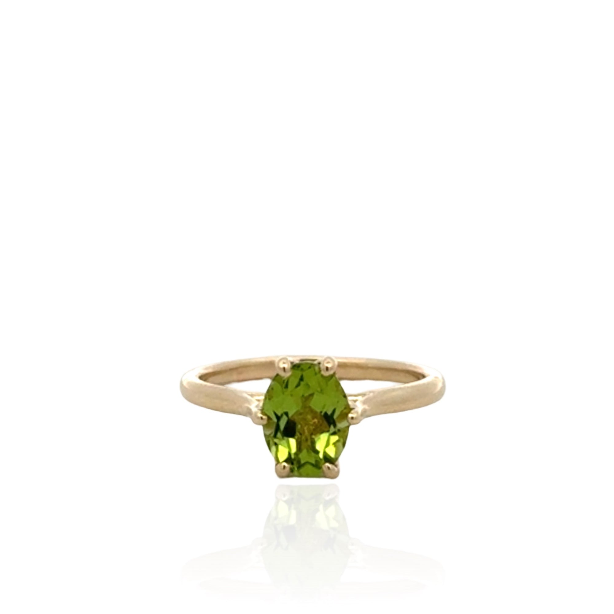Peridot Solitaire Ring in 14K Yellow Gold