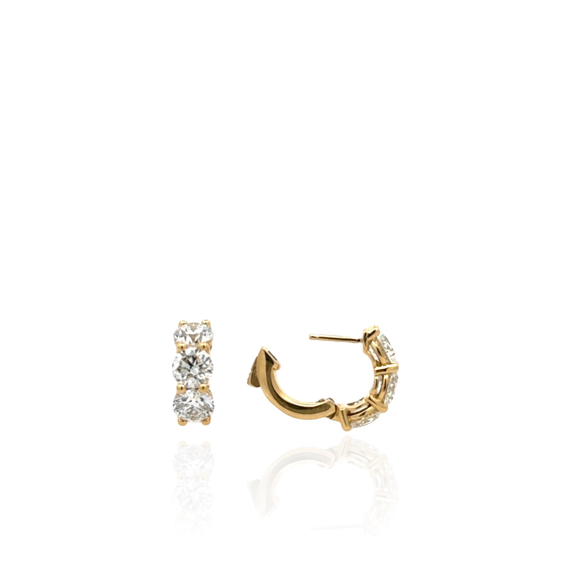 14 Karat Yellow Gold Diamond Huggie Hoop Earring