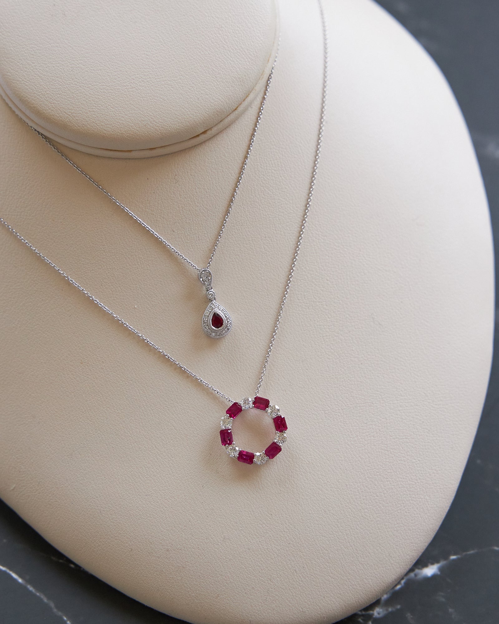 18 Karat White Gold Ruby and Diamond Necklace