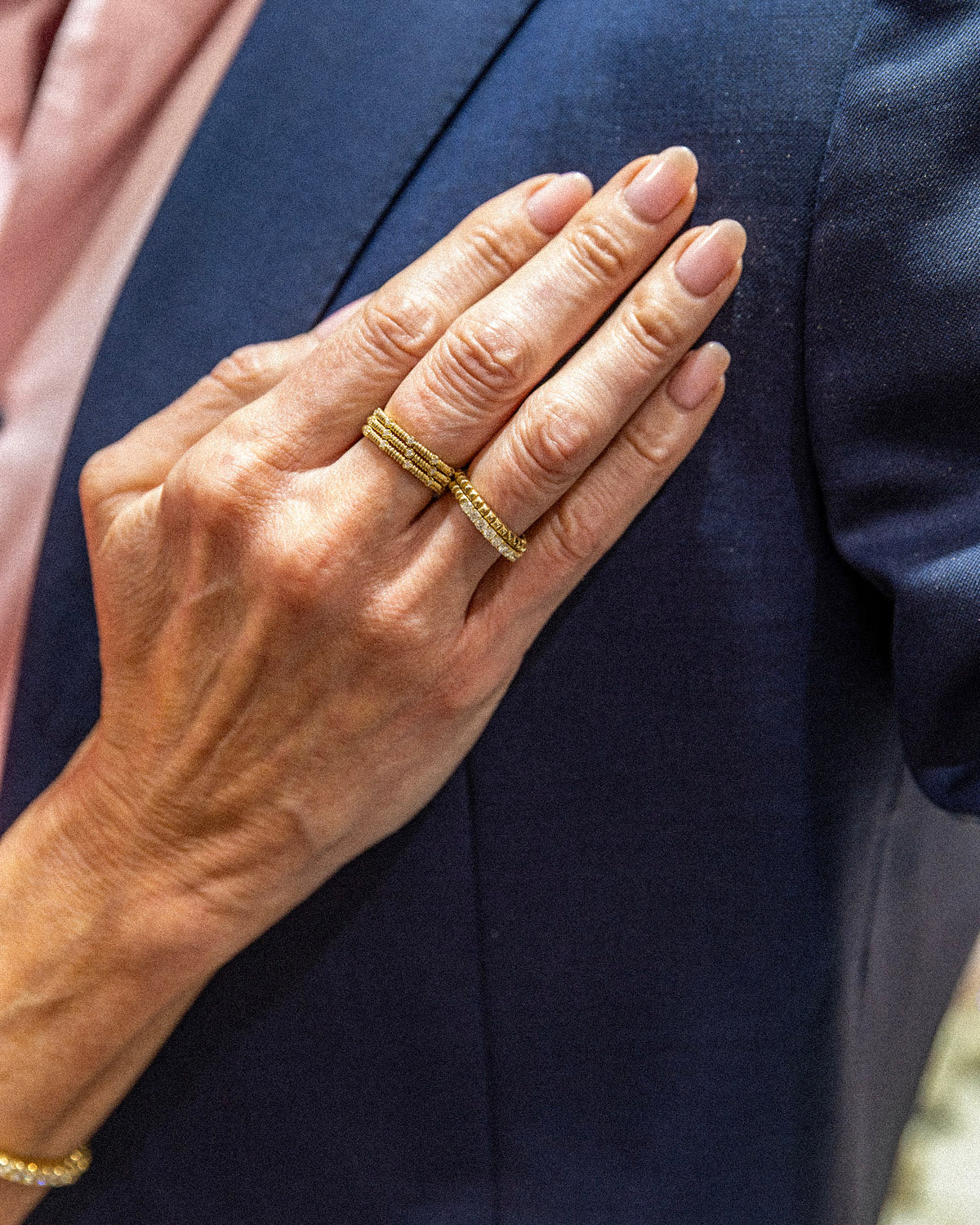 14 Karat Yellow Gold Diamond Flexie Ring