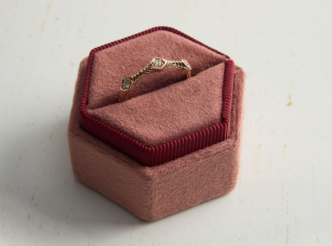 Diamond Hexagon Band in 14K Rose Gold