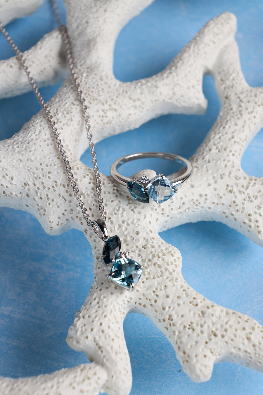 14 Karat White Gold Swiss and London Blue Topaz Ring