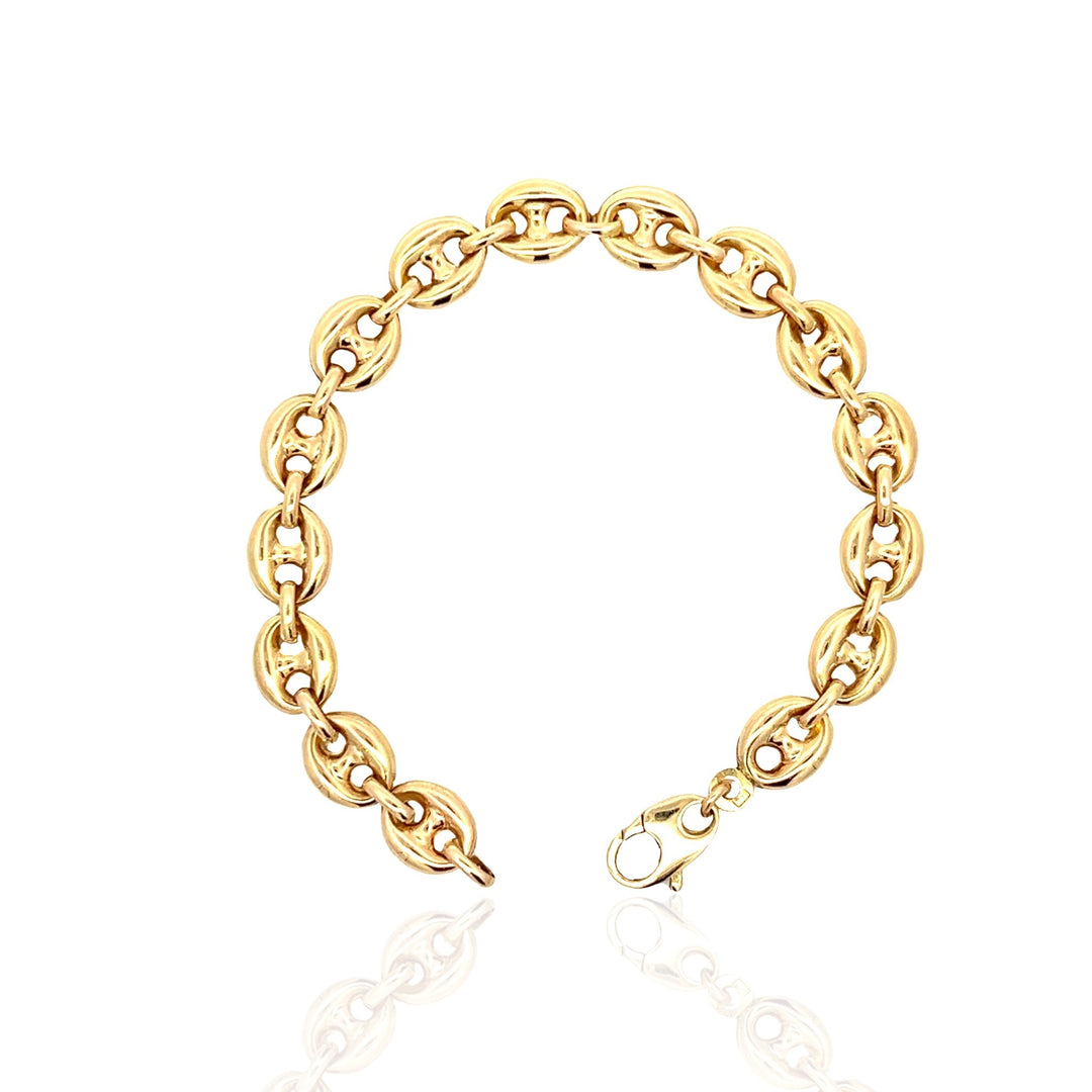 14 Karat Yellow Gold Puffed Mariner Chain Bracelet