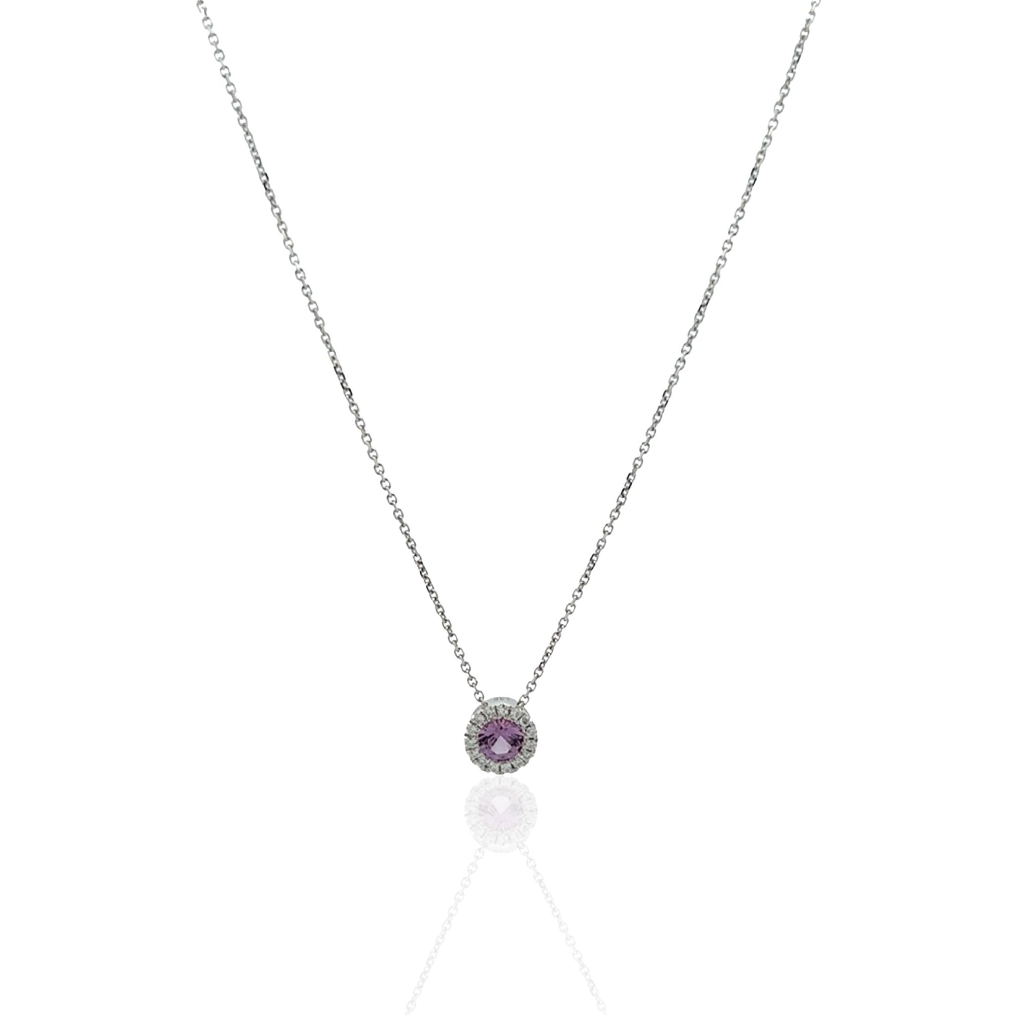14 Karat White Gold Alexandrite and Diamond Necklace