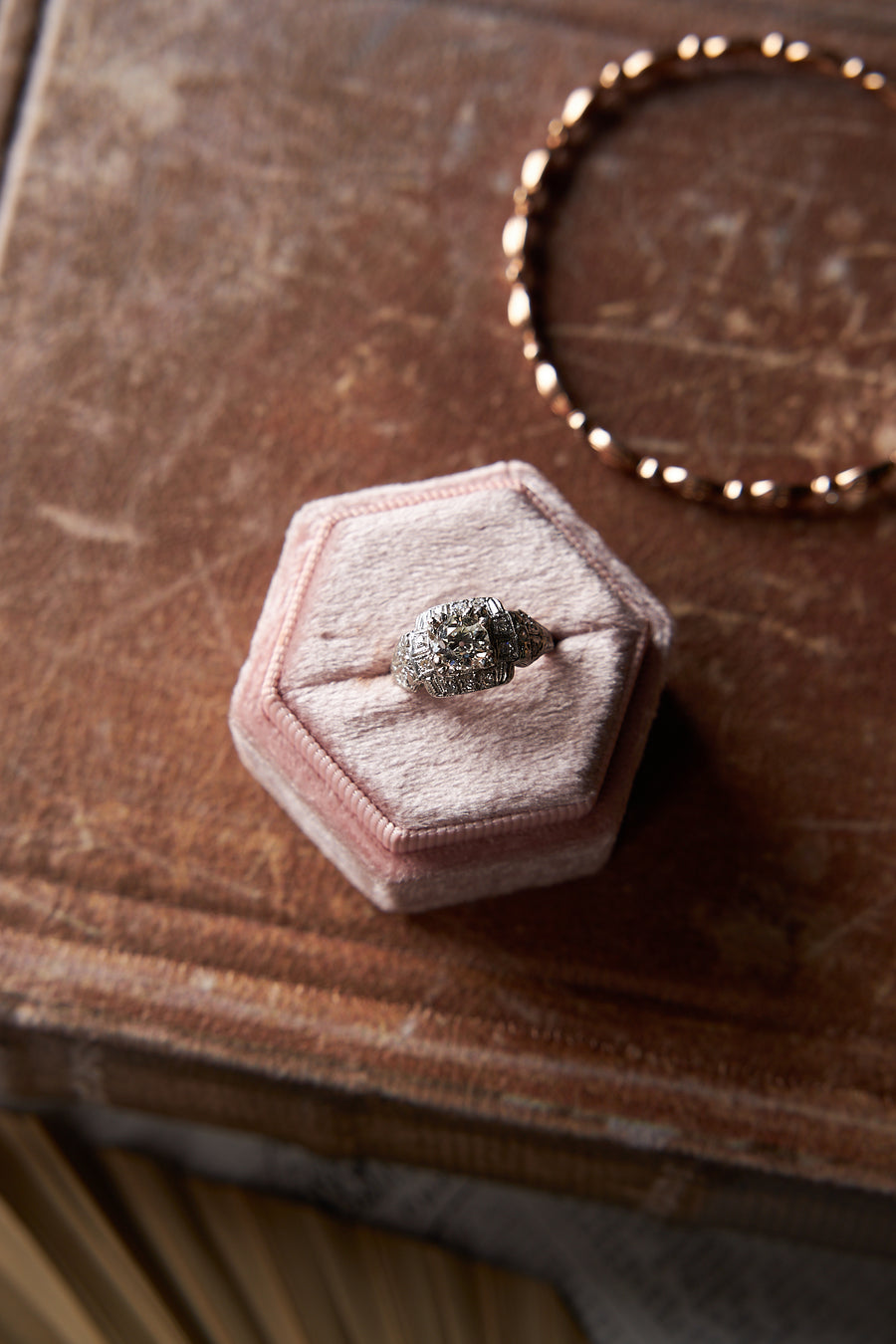 Art Nouveau Style Platinum Diamond Ring